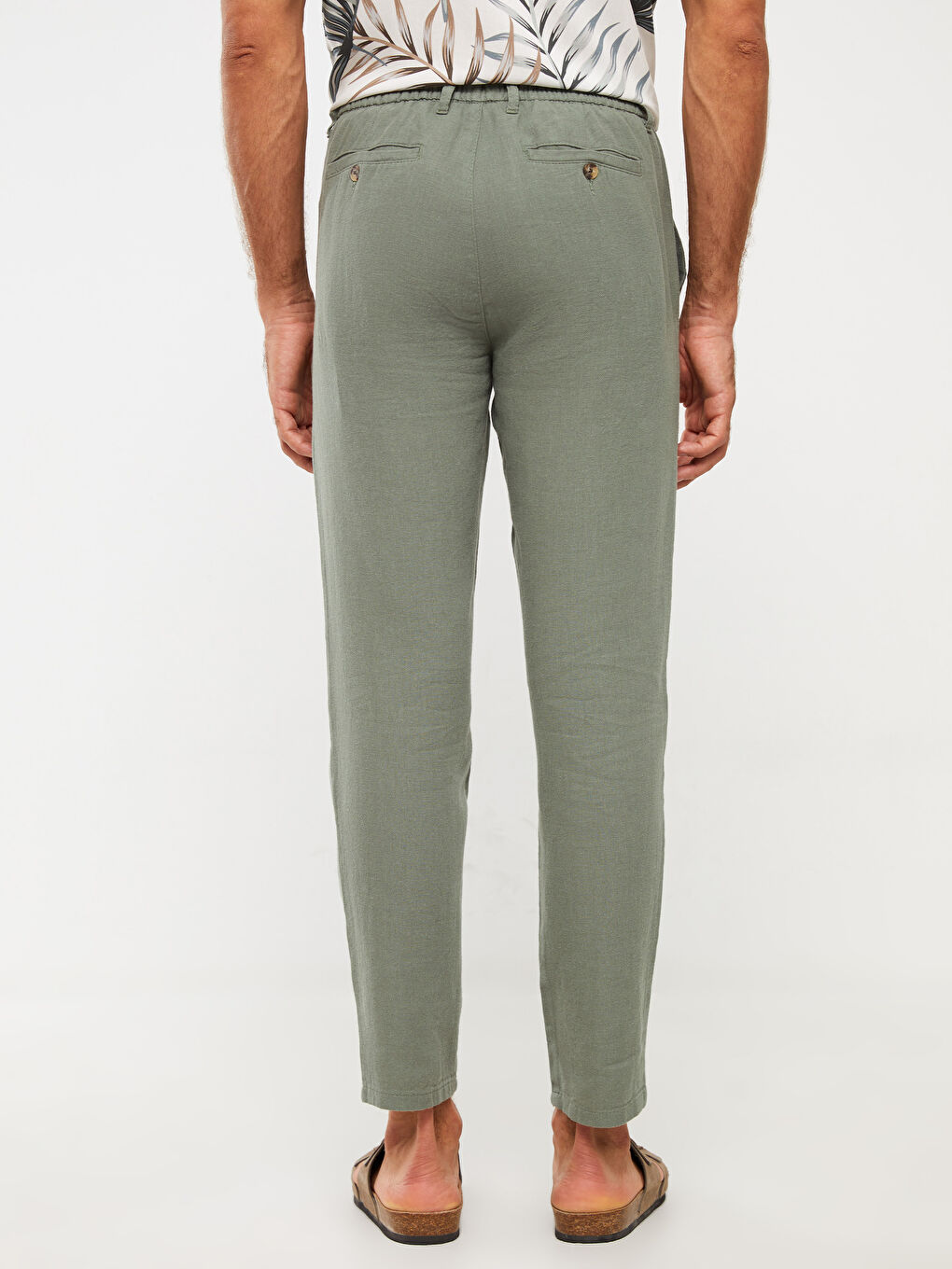 Slim Fit Linen Blend Men's Trousers-3