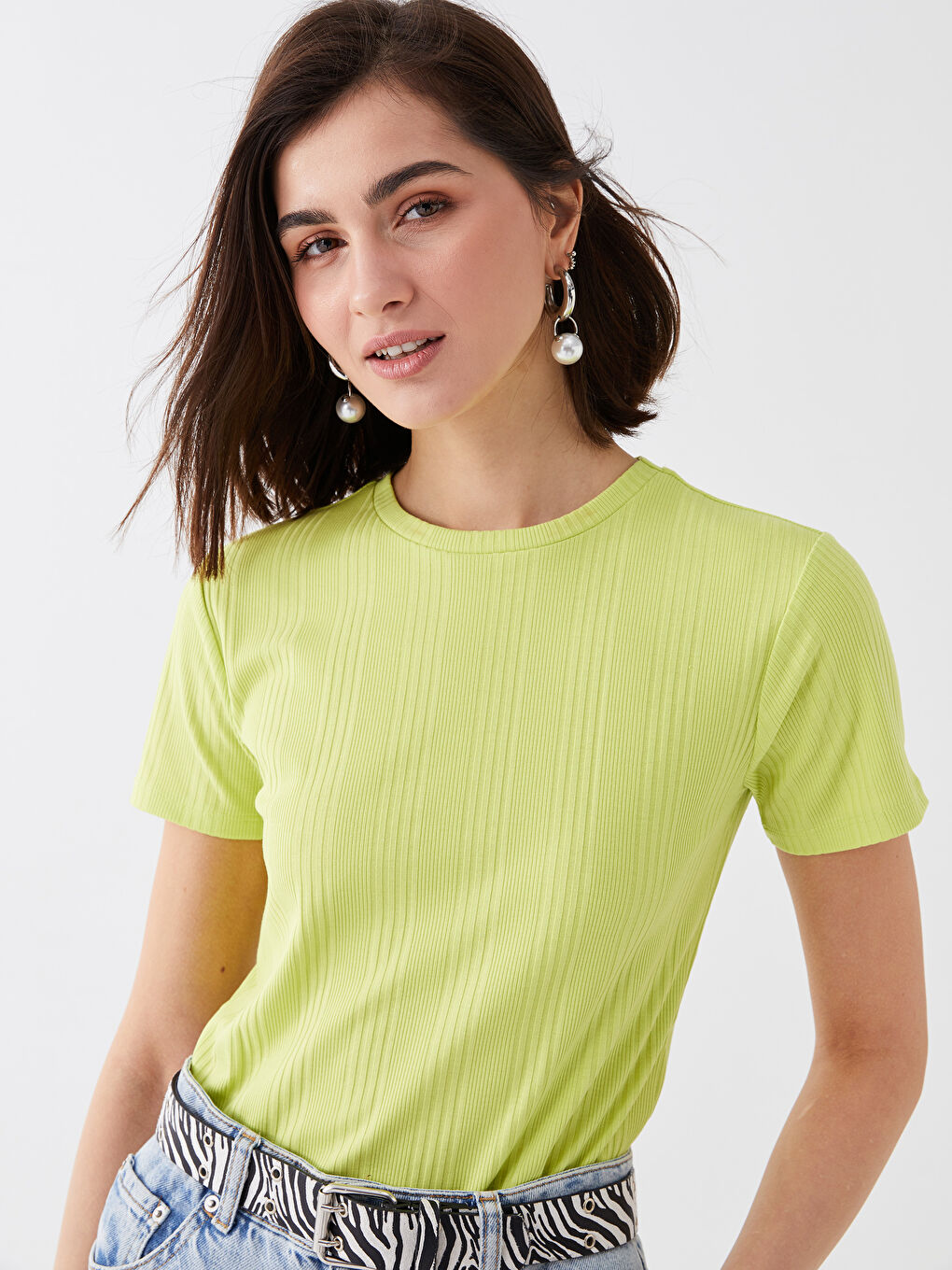 Crew Neck Plain Short Sleeve Women's T-Shirt-1