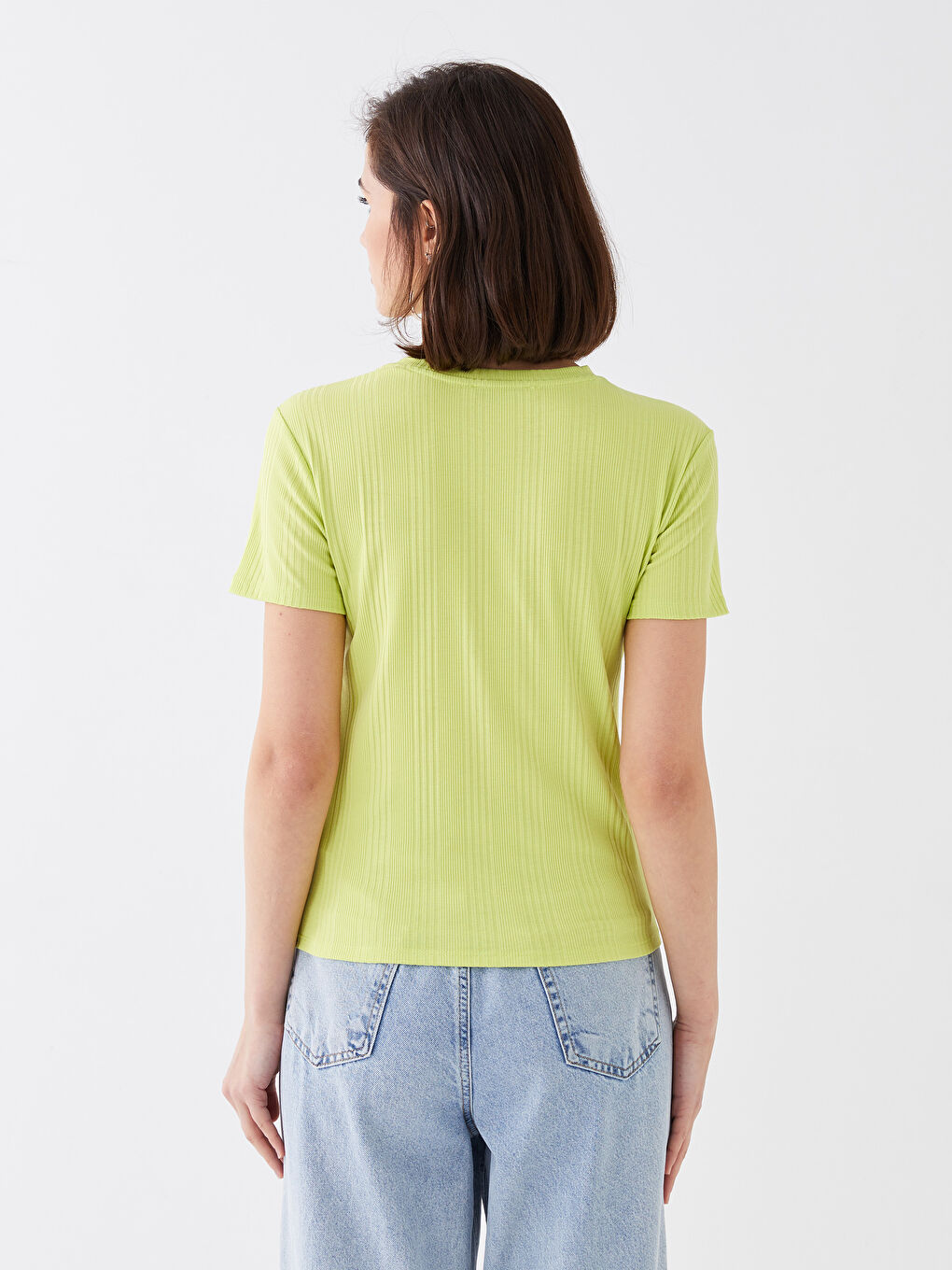 Crew Neck Plain Short Sleeve Women's T-Shirt-4