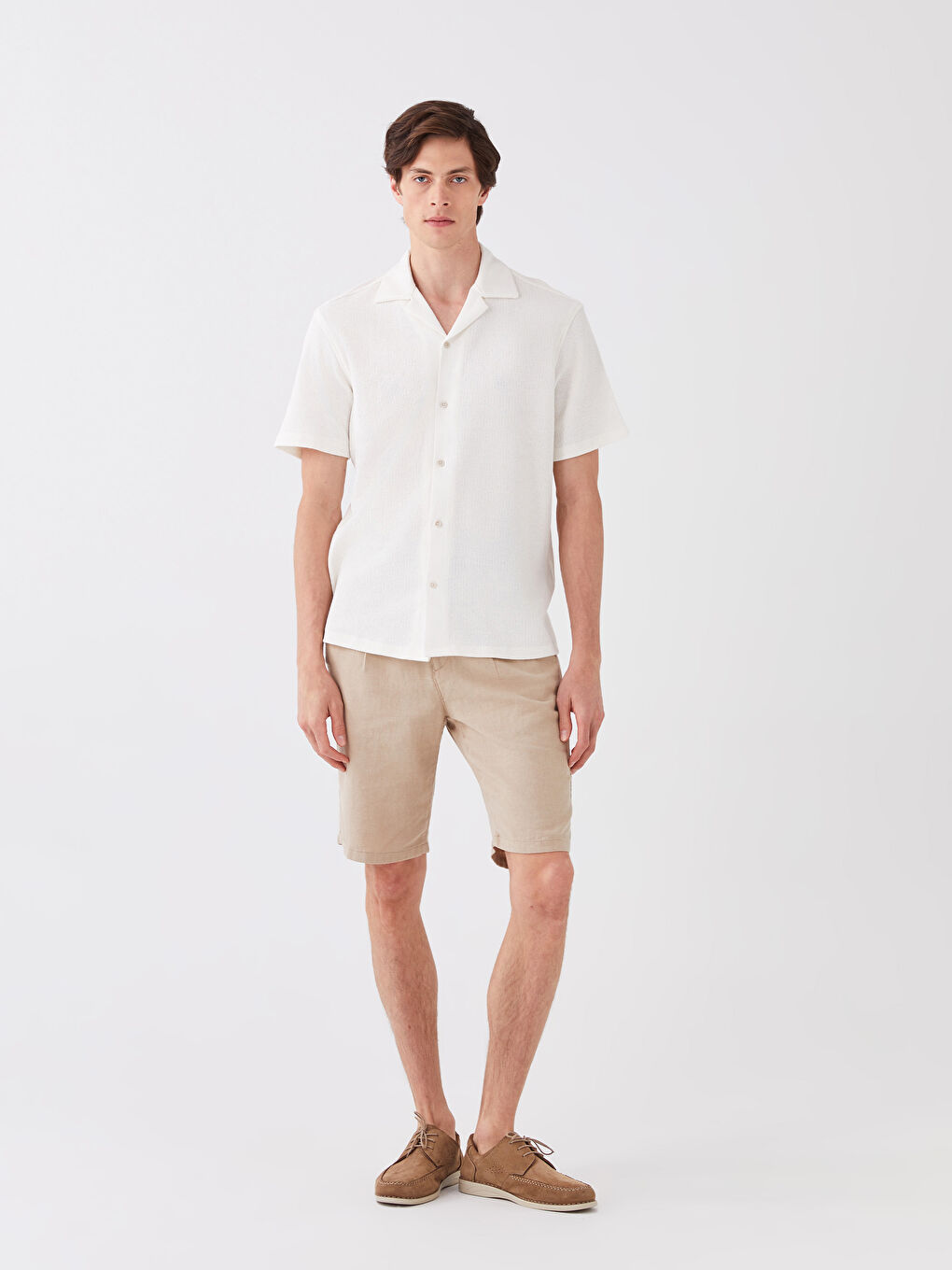 Slim Fit Linen Blend Men's Shorts -S39956Z8-DFV