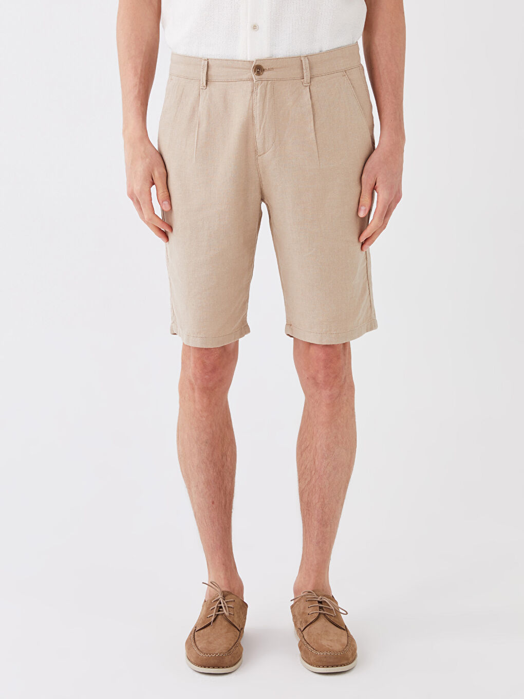 Slim Fit Linen Blend Men's Shorts -S39956Z8-DFV