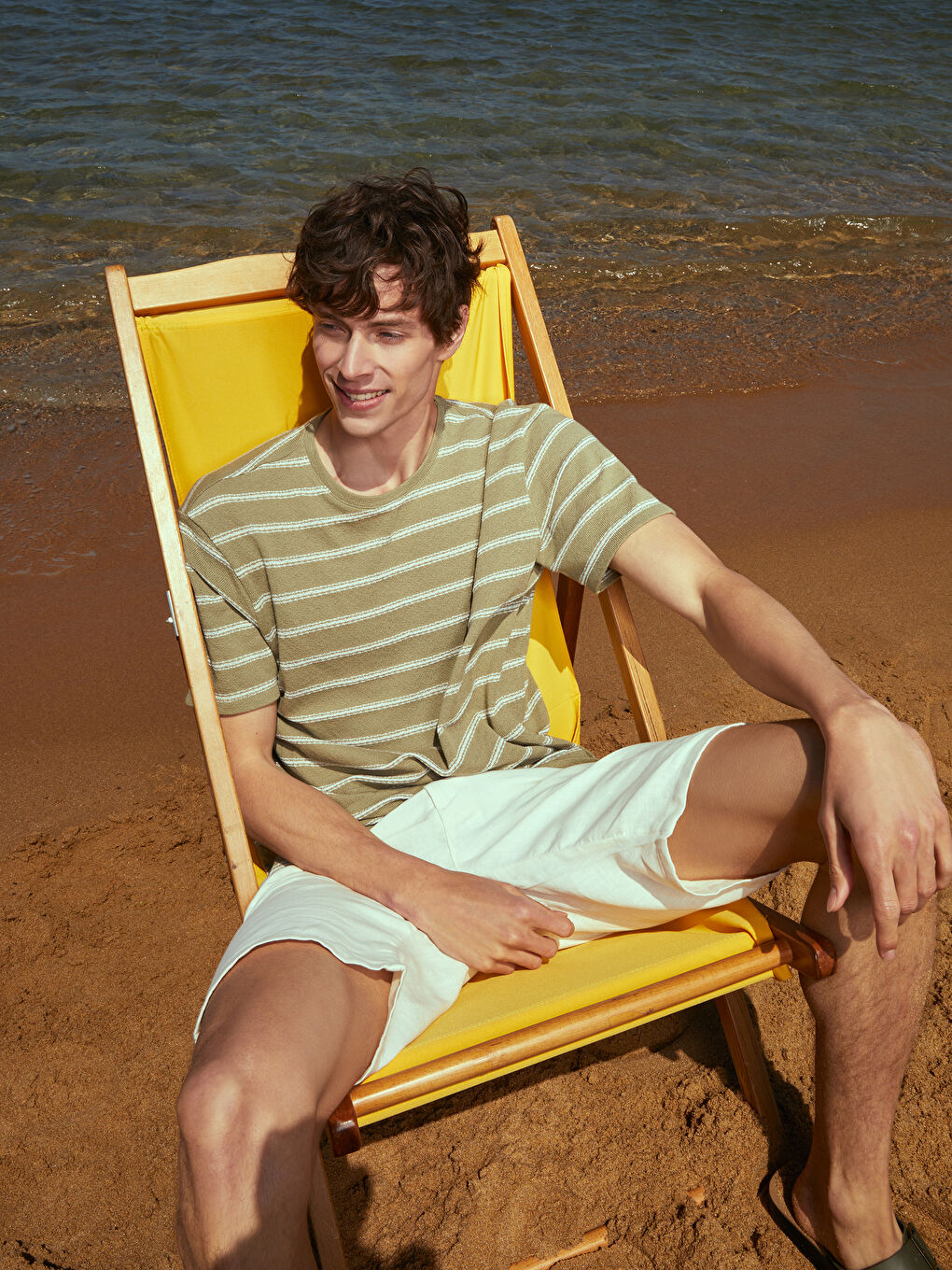 Slim Fit Linen Blend Men's Shorts -S39956Z8-SWH