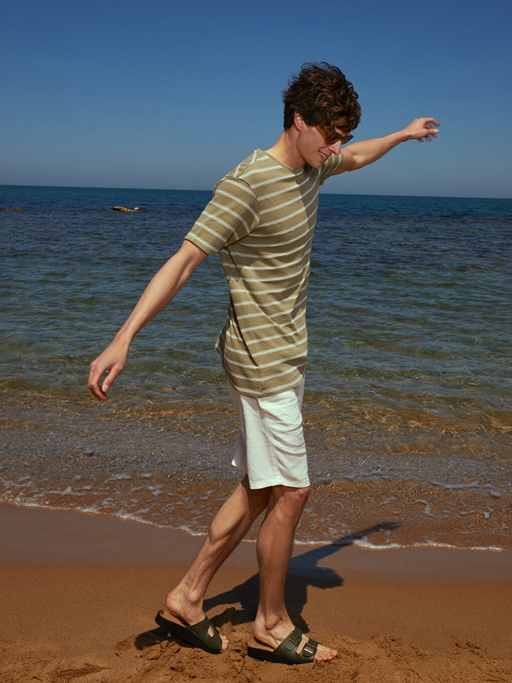 Slim Fit Linen Blend Men's Shorts -S39956Z8-SWH