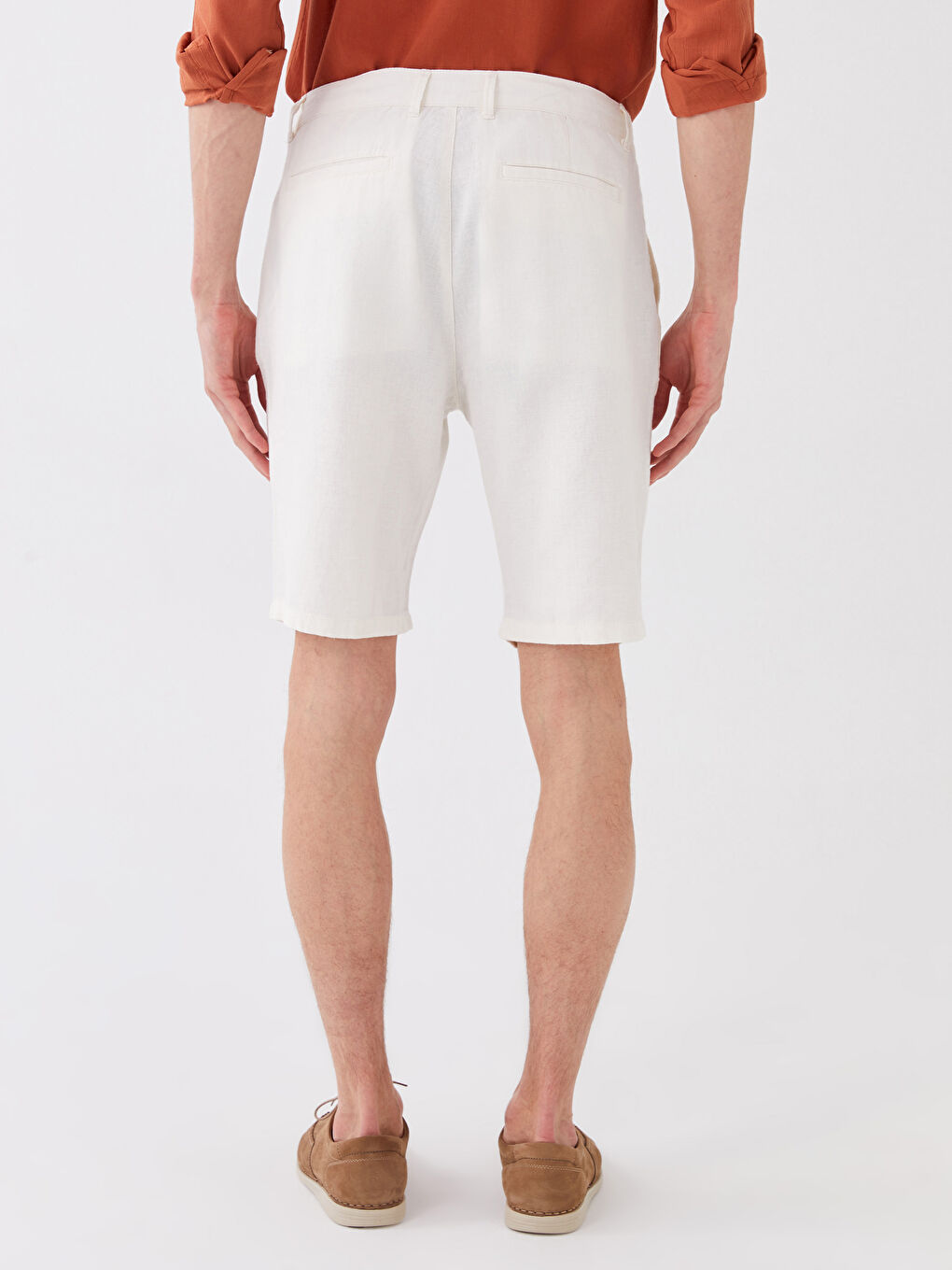 Slim Fit Linen Blend Men's Shorts -S39956Z8-SWH