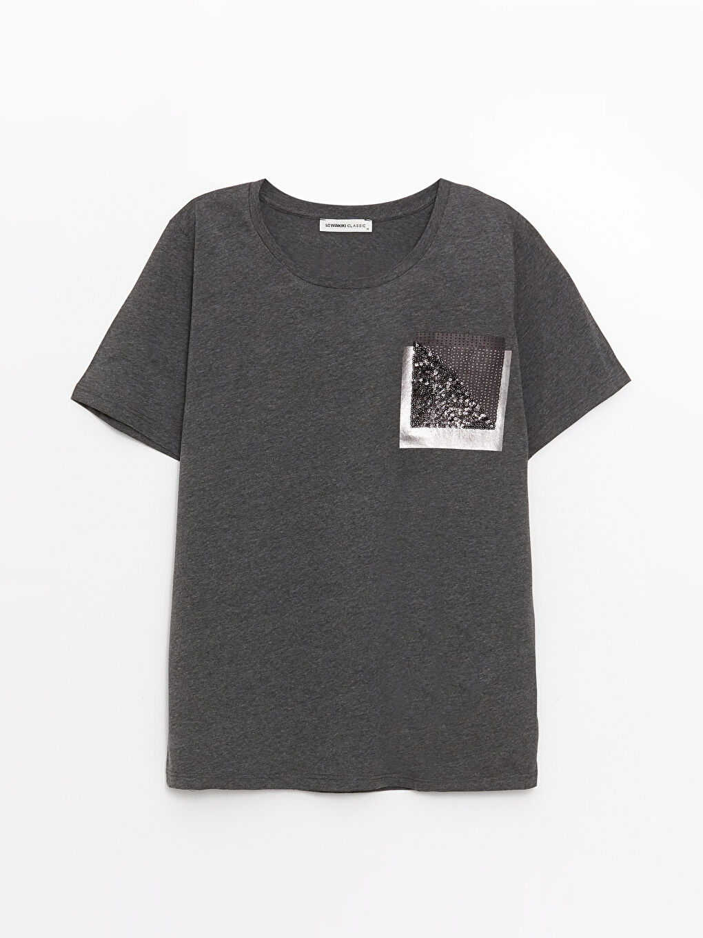 Crew Neck Sequins Embroidered Short Sleeve  Women's T-Shirt-5