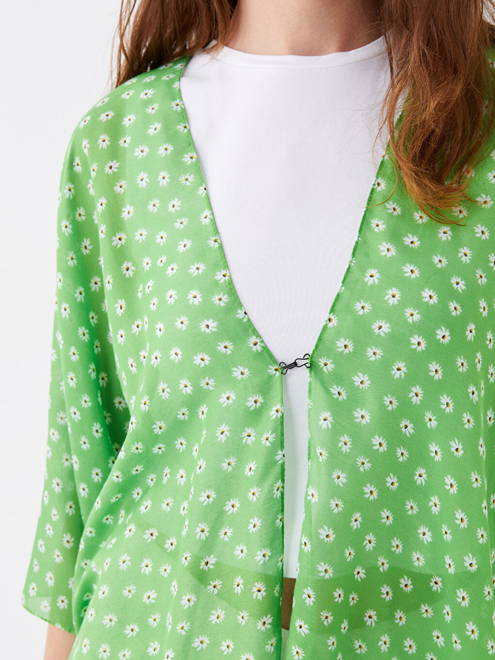 Shawl Collar Patterned Short Sleeve Women's Kimono -S39964Z8-LRF