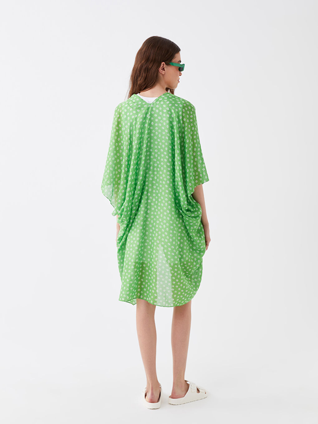 Shawl Collar Patterned Short Sleeve Women's Kimono -S39964Z8-LRF