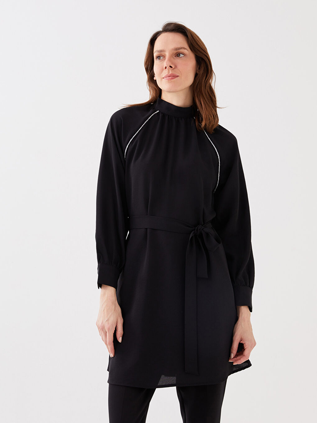 LCWAIKIKI Classic Damen Stehkragen Gerade Langarm Tunika -S39966Z8-CVL