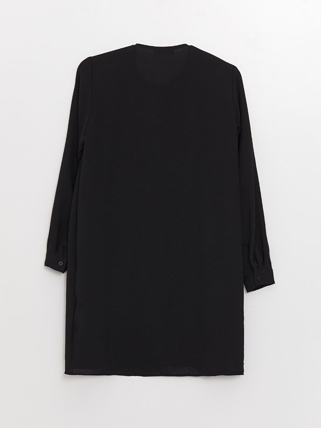 Siyah Bisiklet Yaka Düz Uzun Kollu Aerobin Kadın Tunik-1