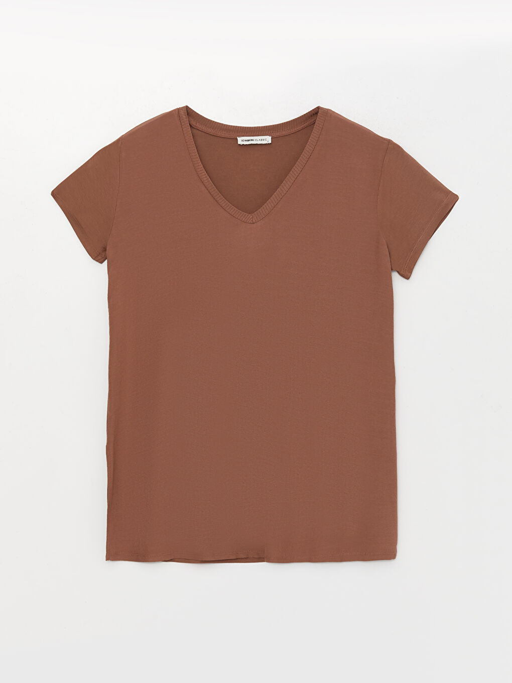 V-Neck Plain Short Sleeve Women's T-Shirt-5