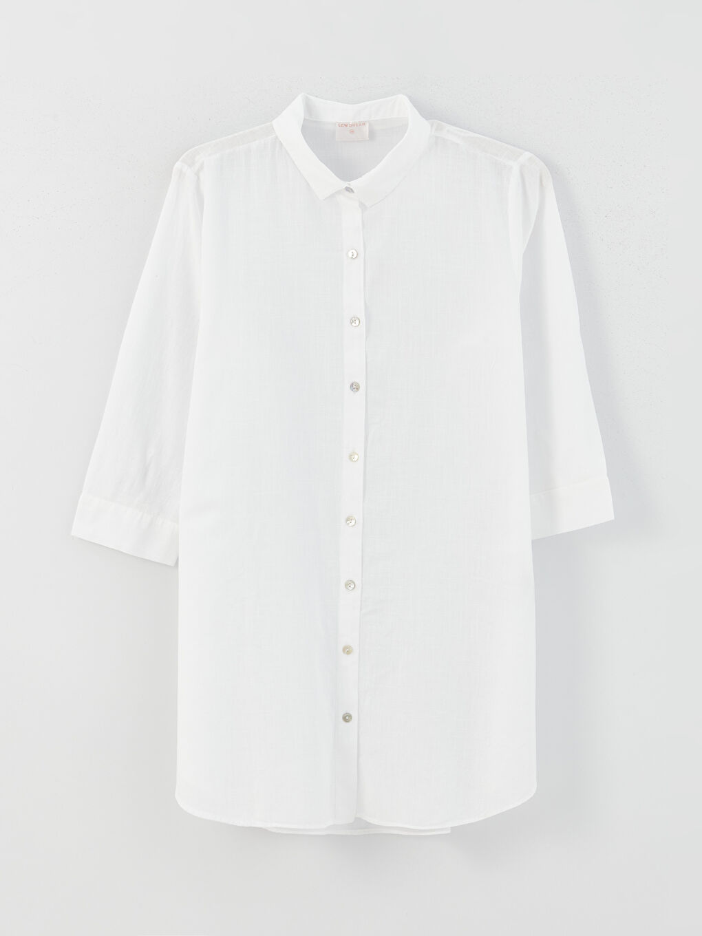 Robe de Plage en Popeline Unie à Col de Chemise pour Femmes-5