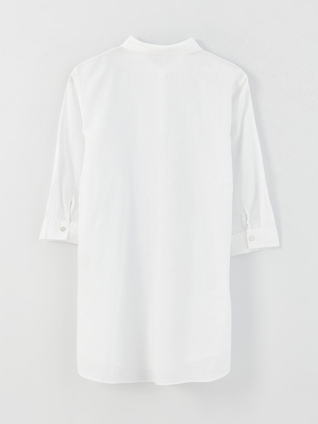 Robe de Plage en Popeline Unie à Col de Chemise pour Femmes-6