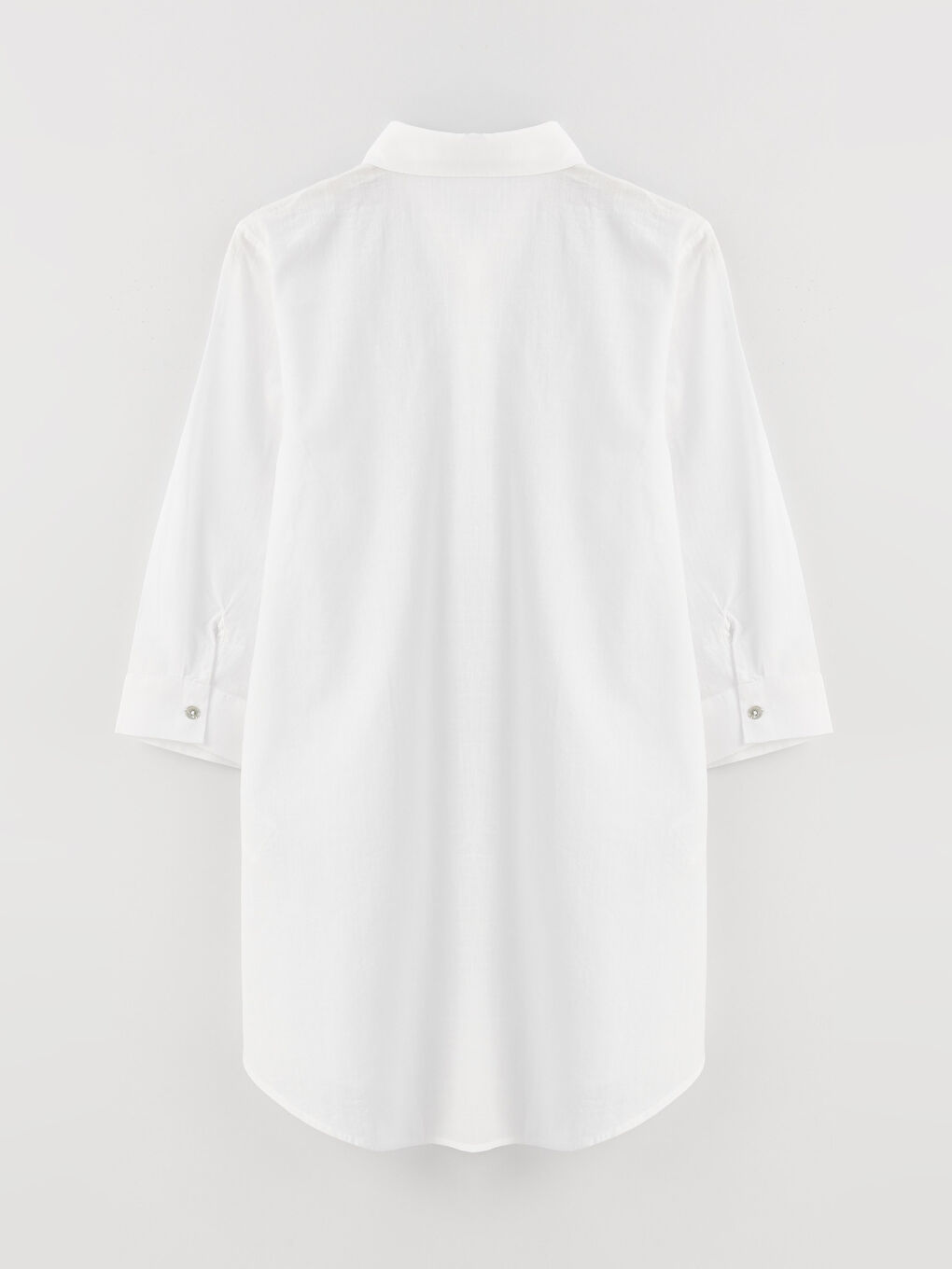 Beyaz Gömlek Yaka Düz Poplin Kadın Plaj Elbisesi-6