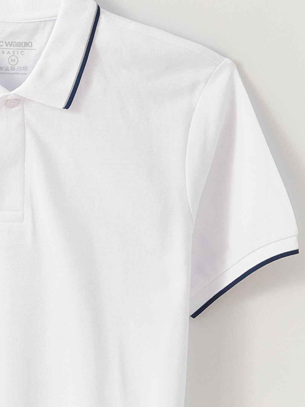 Beyaz Polo Yaka Kısa Kollu Pike Erkek Tişört-6