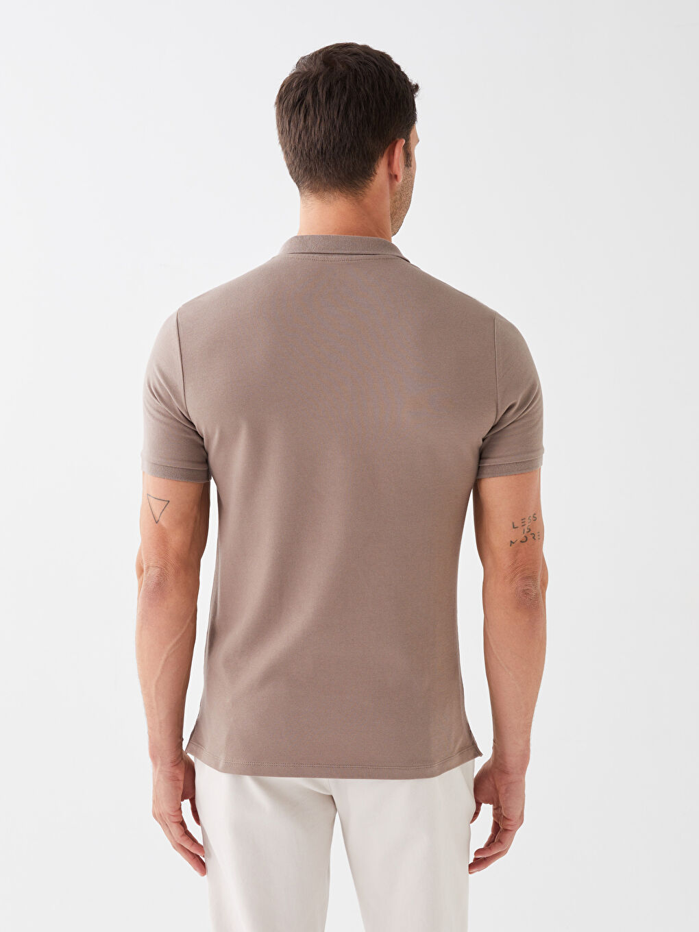 Kahverengi Polo Yaka Kısa Kollu Pike Erkek Tişört-4