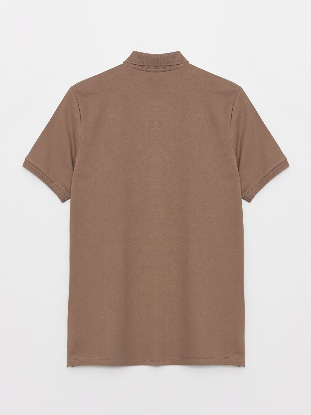 Kahverengi Polo Yaka Kısa Kollu Pike Erkek Tişört-6