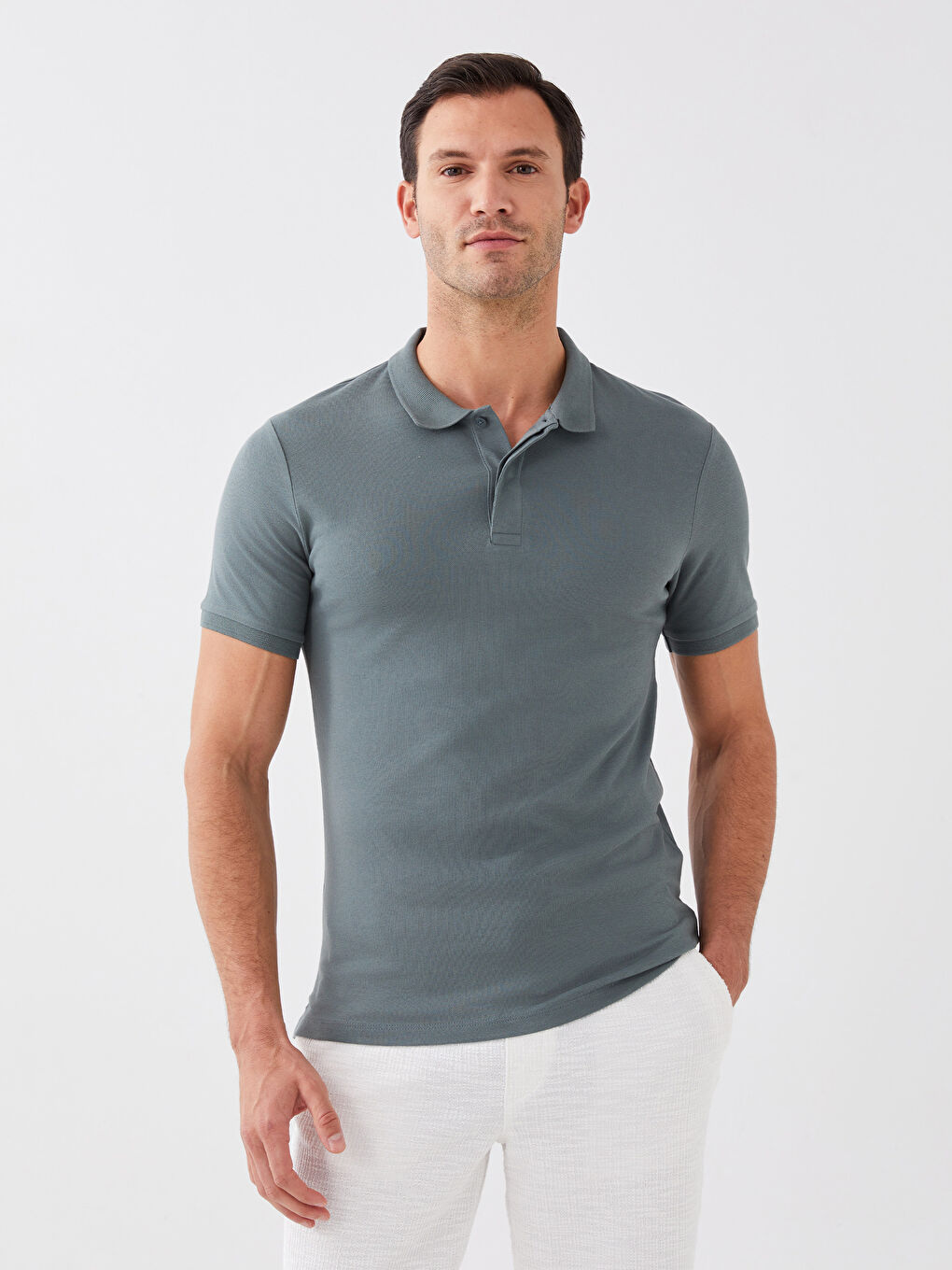 تي شيرت بياقة بولو كم قصير بيكيه للرجال-2