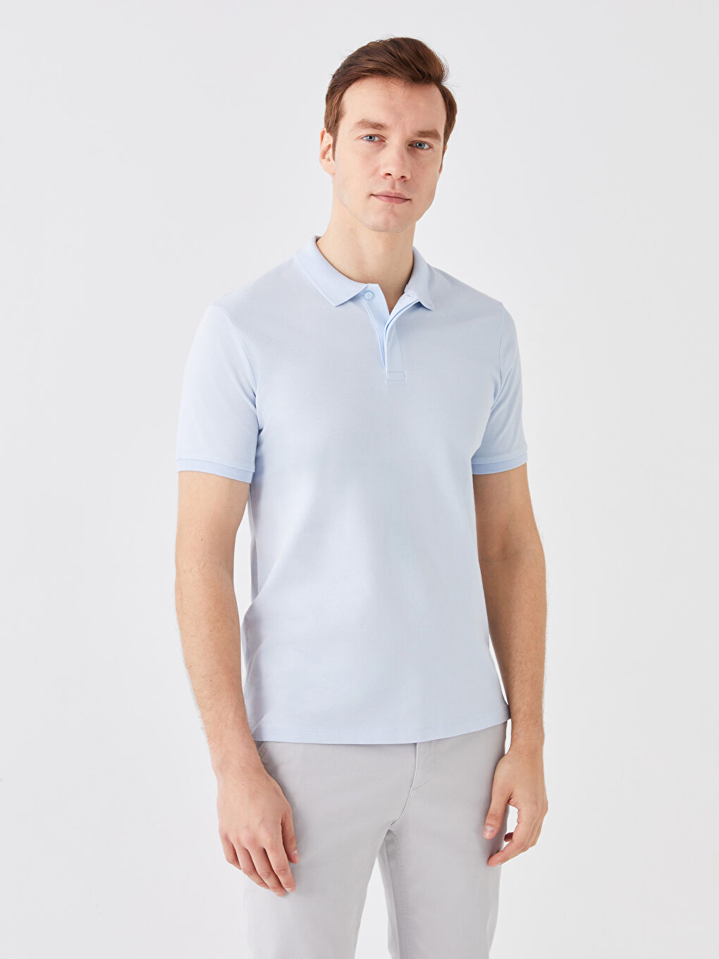 Ерлерге арналған поло жағалы қысқа жең пике футболка