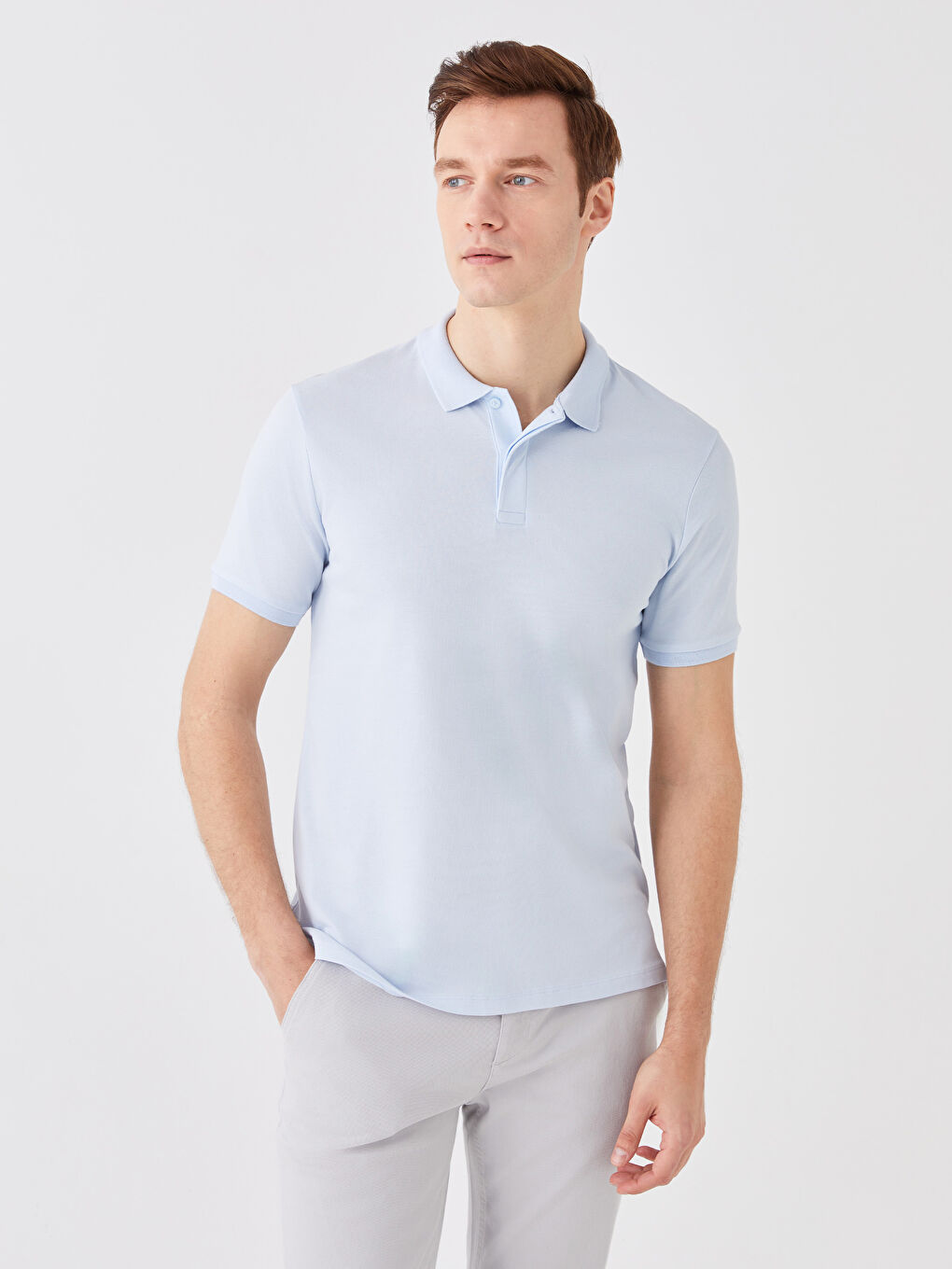 Ерлерге арналған поло жағалы қысқа жең пике футболка-1