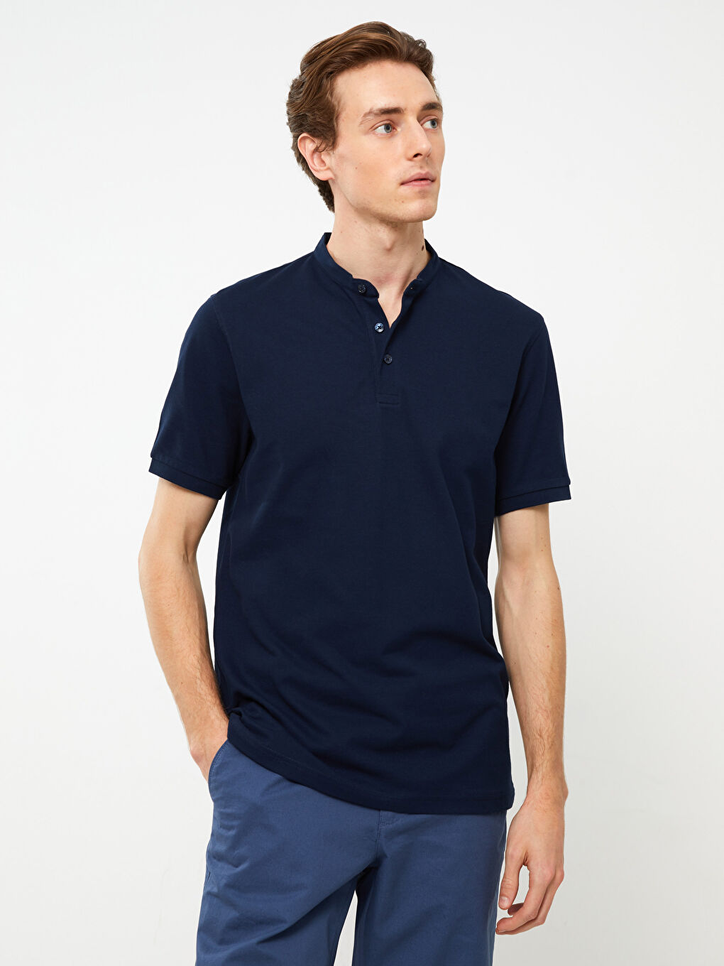 Grandad Collar Pique Men's T-Shirt-1