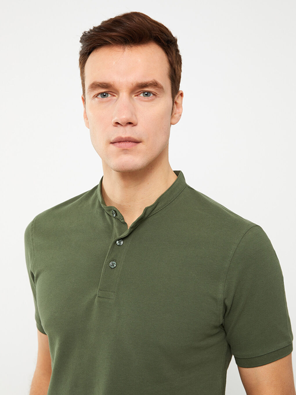 LCWAIKIKI Basic Grandad Collar Pique Men's T-Shirt -S39976Z8-P9S