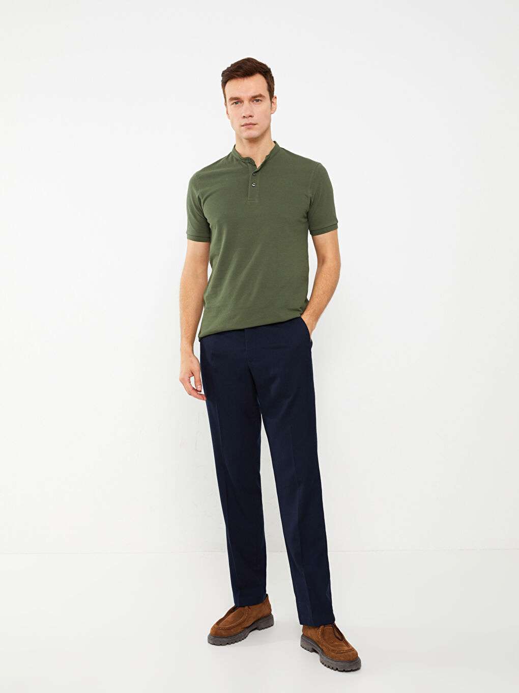 LCWAIKIKI Basic Grandad Collar Pique Men's T-Shirt -S39976Z8-P9S