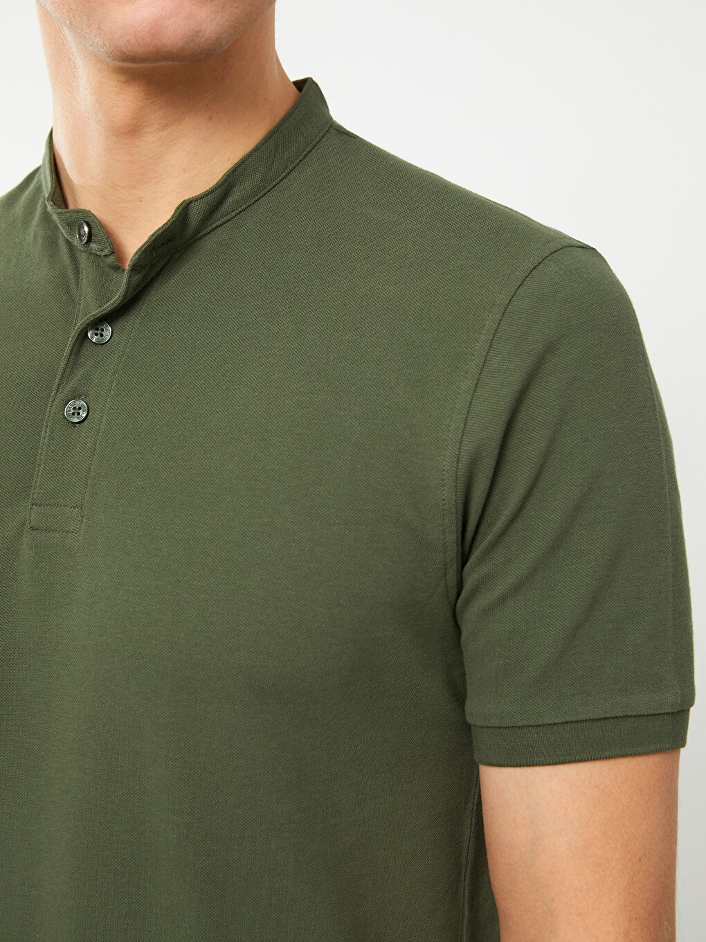 LCWAIKIKI Basic Grandad Collar Pique Men's T-Shirt -S39976Z8-P9S
