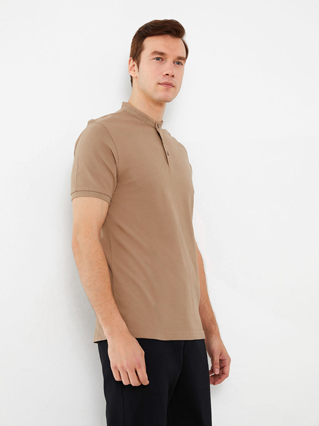 LC Waikiki Grandad Collar Pique Men's T-Shirt -S39976Z8-MUM