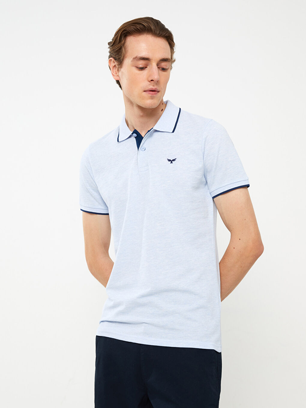 პოლო კისრის მოკლე სახელოიანი პიკე მამაკაცის მაისური-1