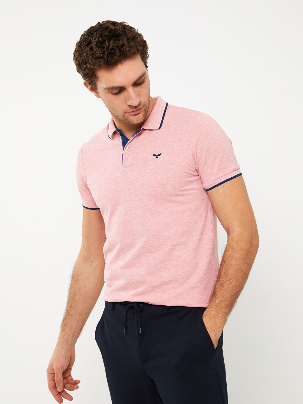 Мужская футболка-поло из пике с короткими рукавами-5