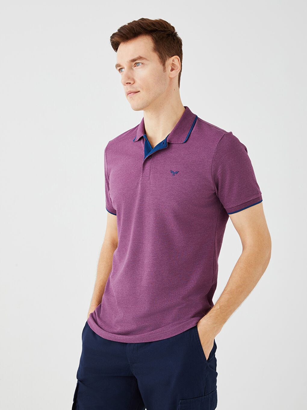 تي شيرت بياقة بولو كم قصير بيكيه للرجال