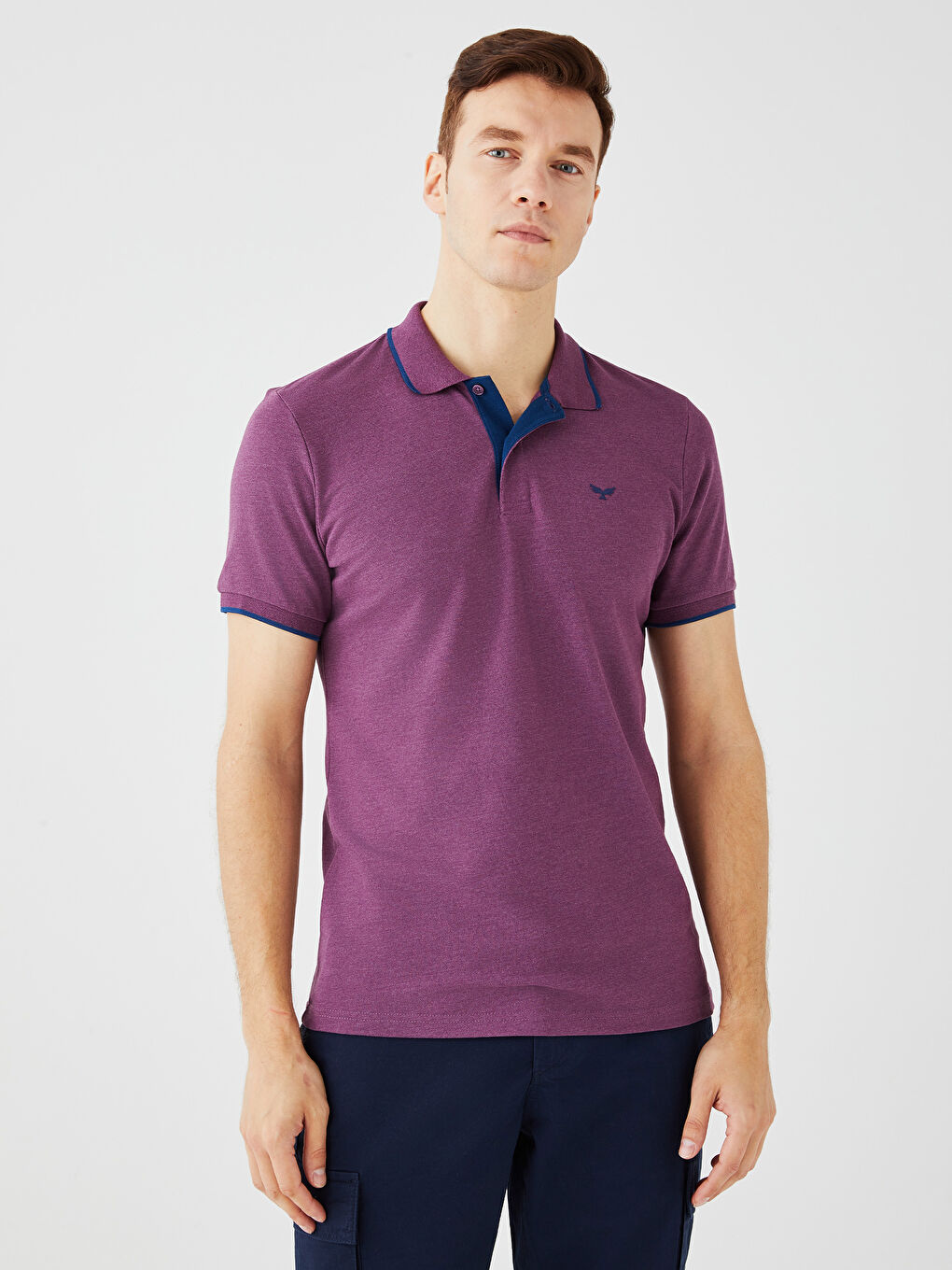 تي شيرت بياقة بولو كم قصير بيكيه للرجال-1