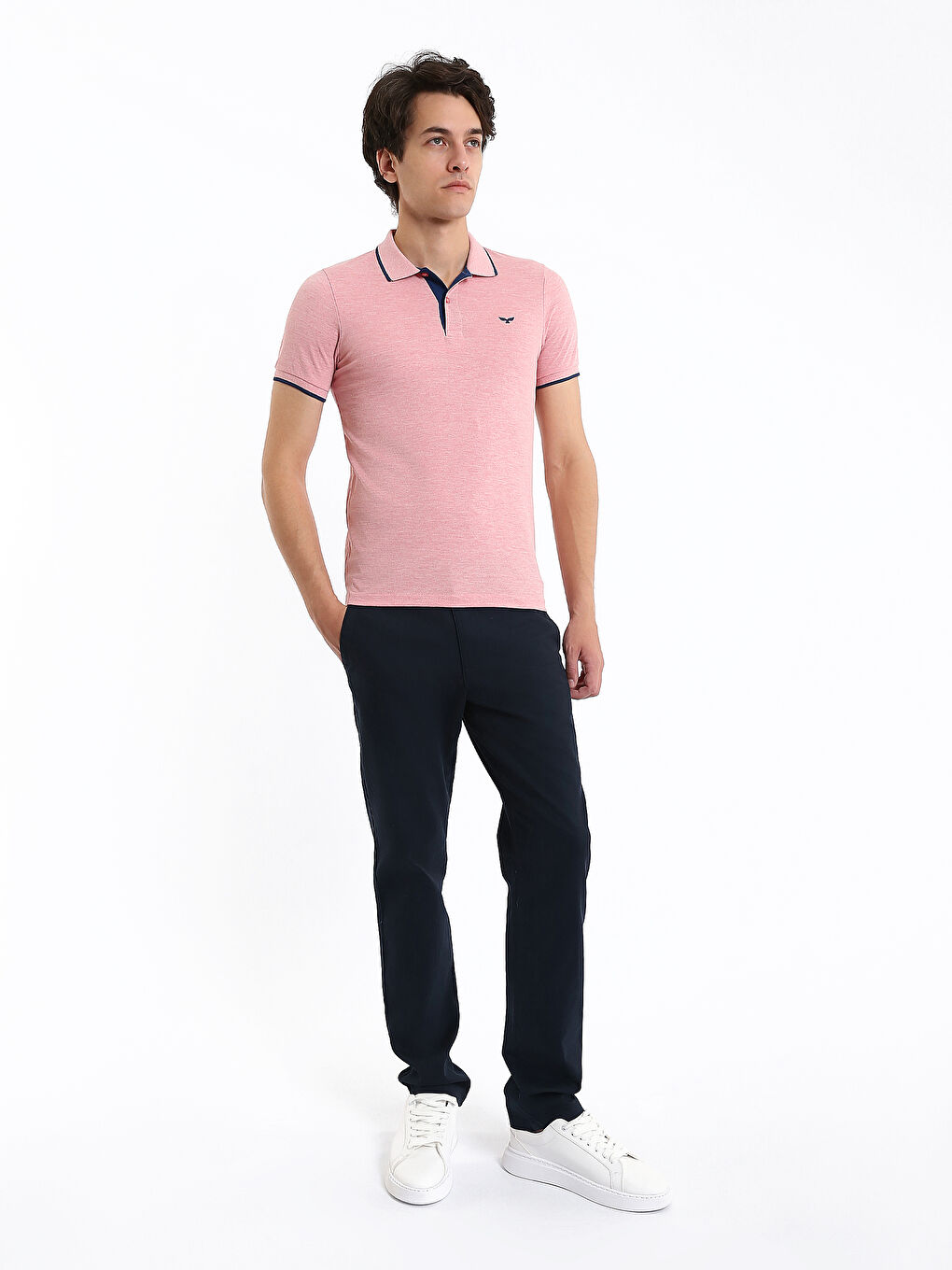 Мужская футболка-поло из пике с короткими рукавами-3