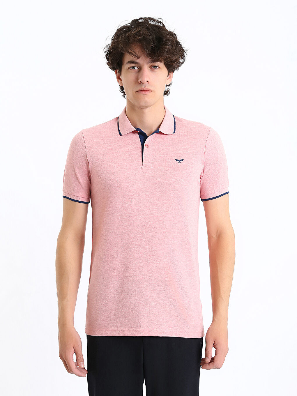 Мужская футболка-поло из пике с короткими рукавами-1