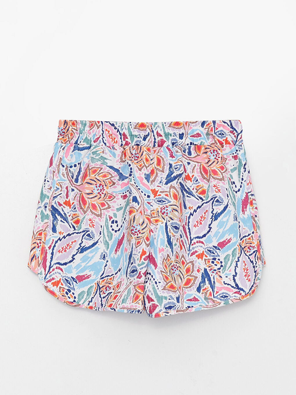 Ekru Beli Lastikli Desenli Kadın Deniz Şortu-5