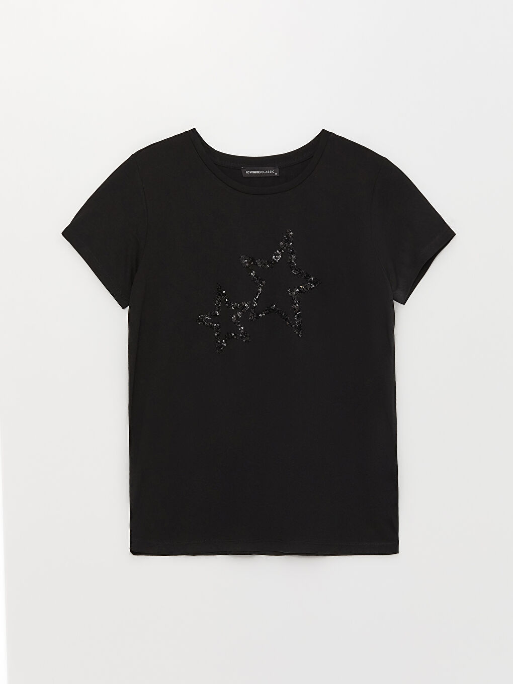 Crew Neck Sequined Short Sleeve Women's T-Shirt-6