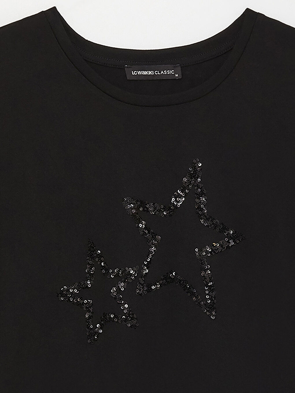 Crew Neck Sequined Short Sleeve Women's T-Shirt-8