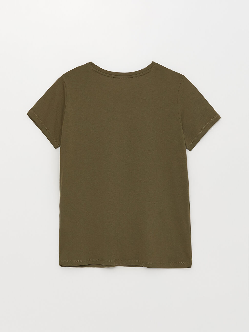 Haki Bisiklet Yaka Pul Payetli Kısa Kollu Kadın Tişört-6