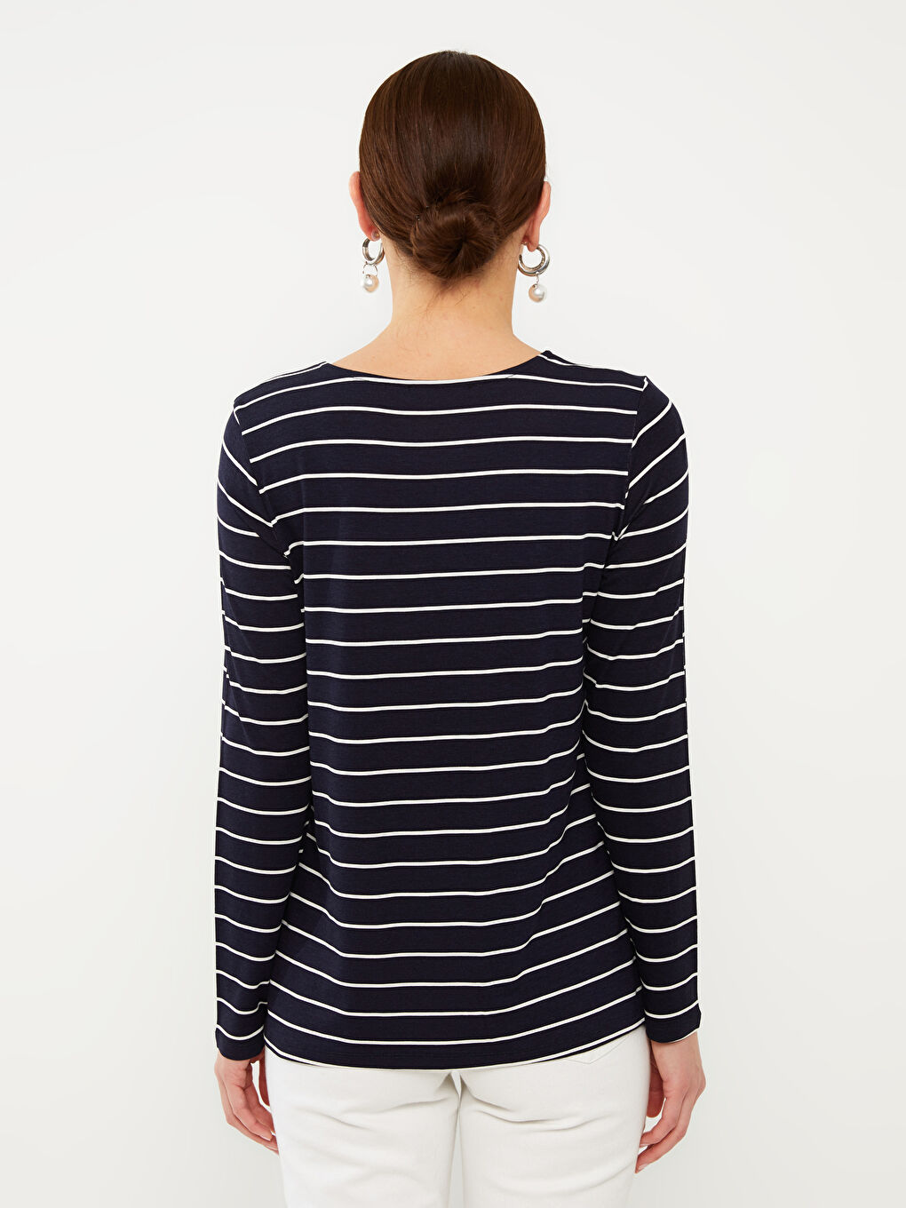 Crew Neck Printed Long Sleeve Women's T-Shirt-4