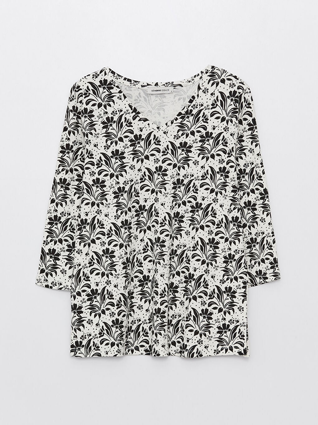 V-Neck Patterned Women's Blouse-5