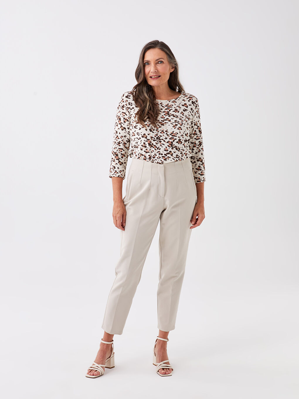 LCW Grace Crew Neck Patterned Women's Blouse -S39995Z8-LQB