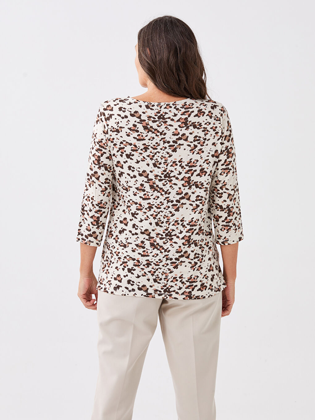 LCW Grace Crew Neck Patterned Women's Blouse -S39995Z8-LQB