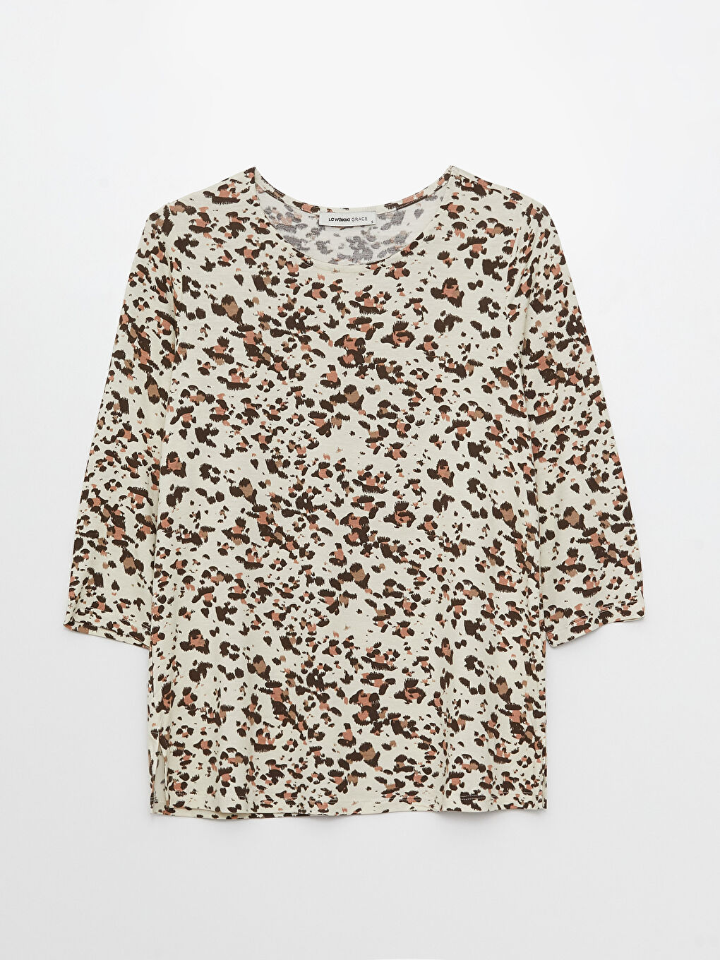 LCW Grace Crew Neck Patterned Women's Blouse -S39995Z8-LQB