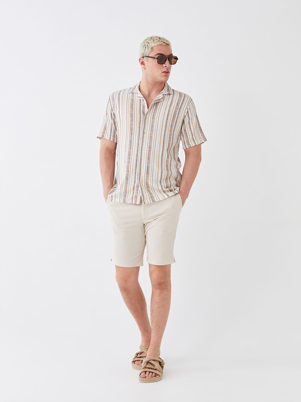 Slim Fit Binding Detail Men's Shorts -S3AA07Z8-S5M
