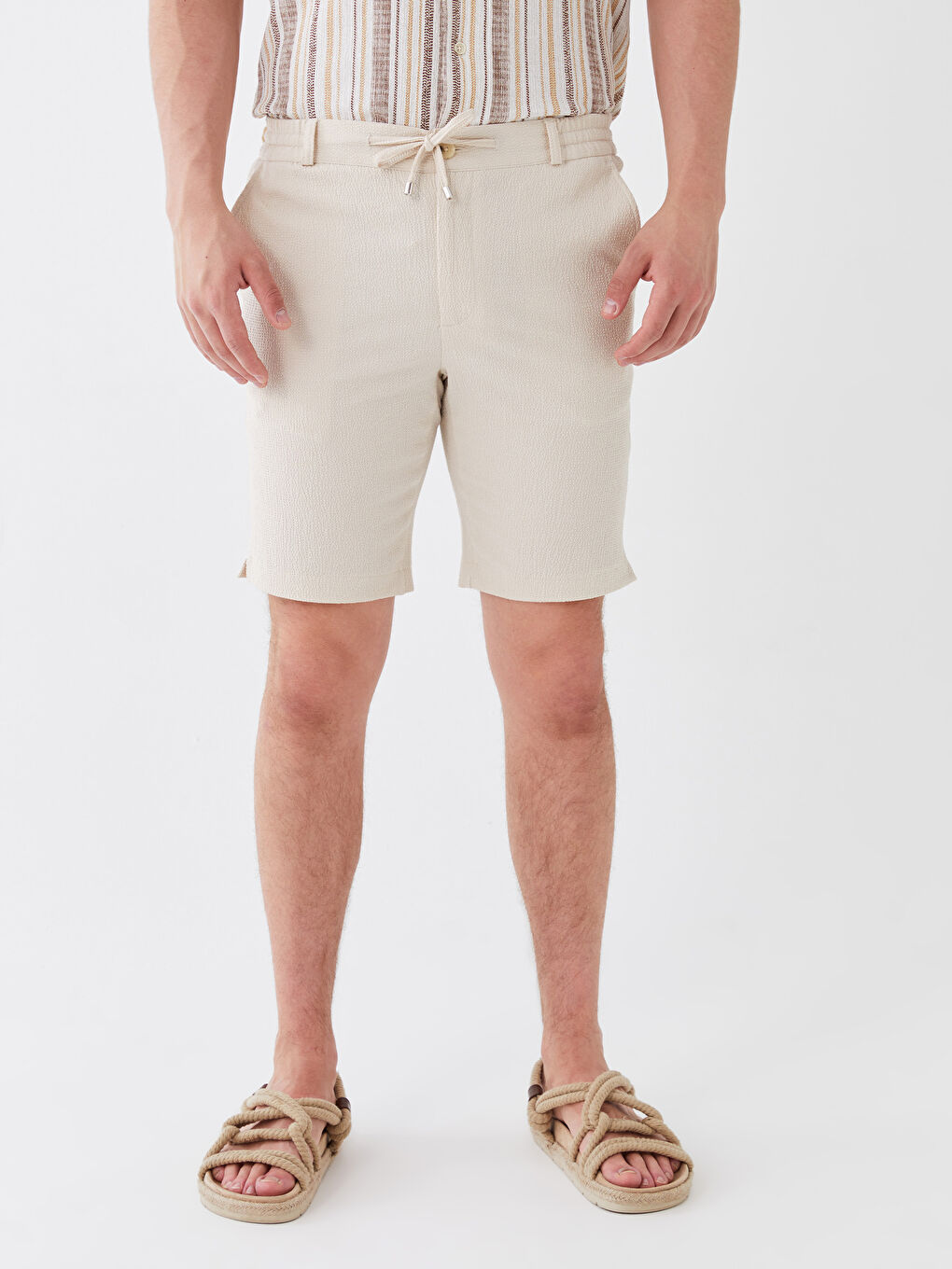 Slim Fit Binding Detail Men's Shorts -S3AA07Z8-S5M