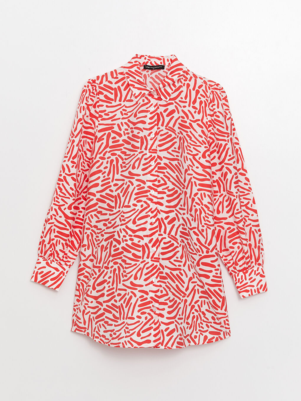 Patterned Long Sleeve Maternity Shirt Tunic-5