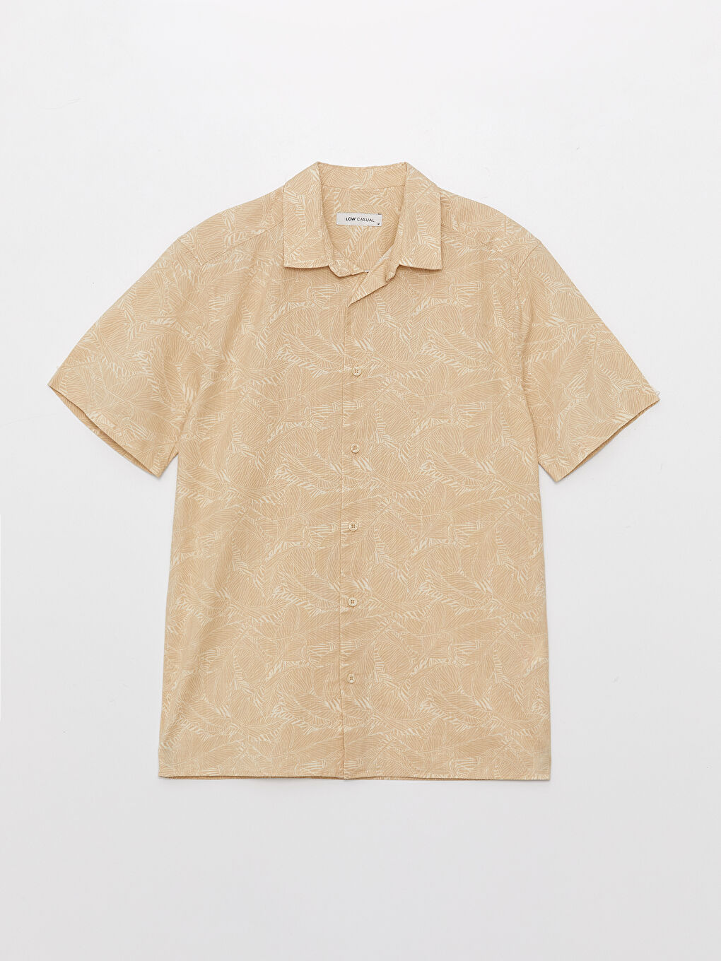 قميص رجالي بوبلين بنقشة وأكمام قصيرة وقصة عادية-8