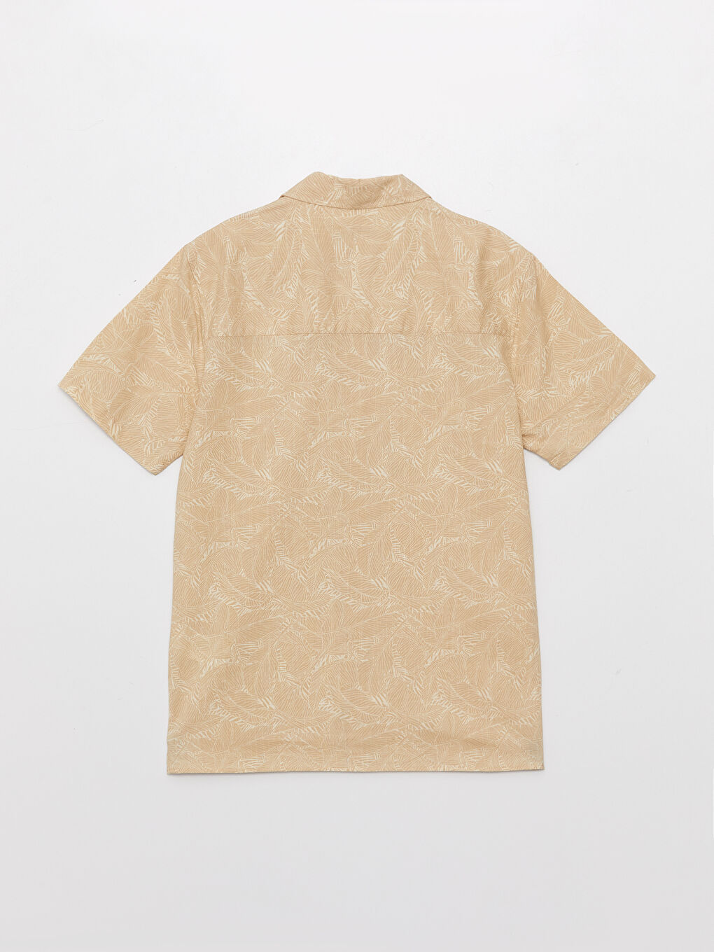 قميص رجالي بوبلين بنقشة وأكمام قصيرة وقصة عادية-9