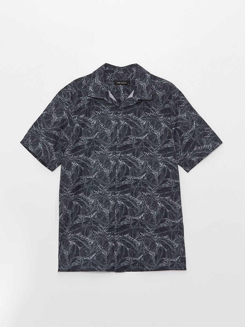 Regular Fit Short Sleeve Patterned Poplin Men's Shirt-5