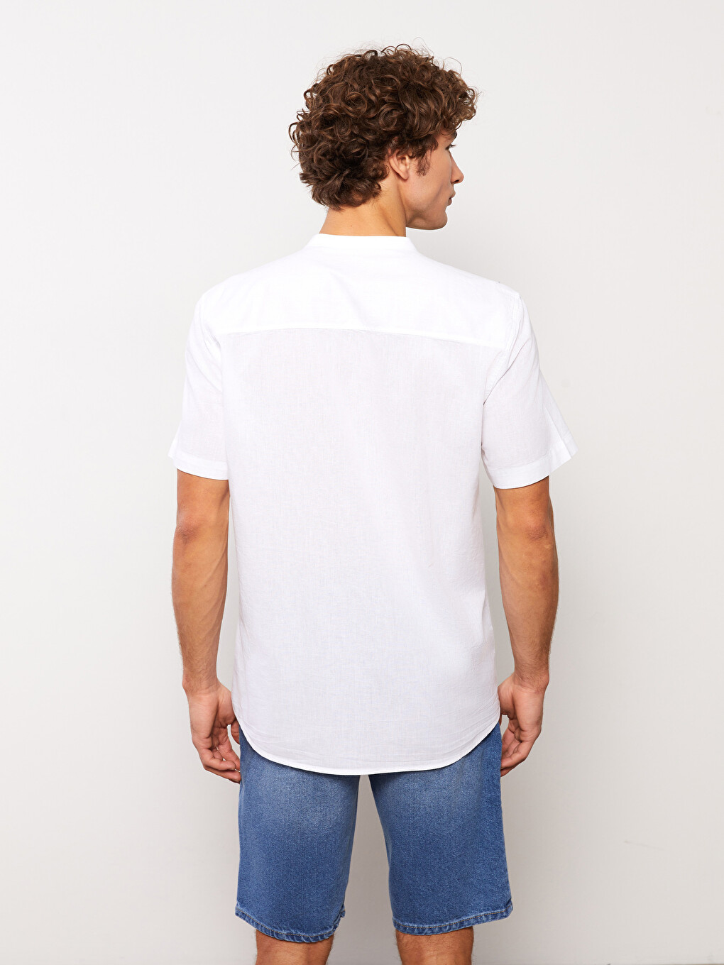 Regular Fit Short Sleeve Linen Blend Men's Shirt-4